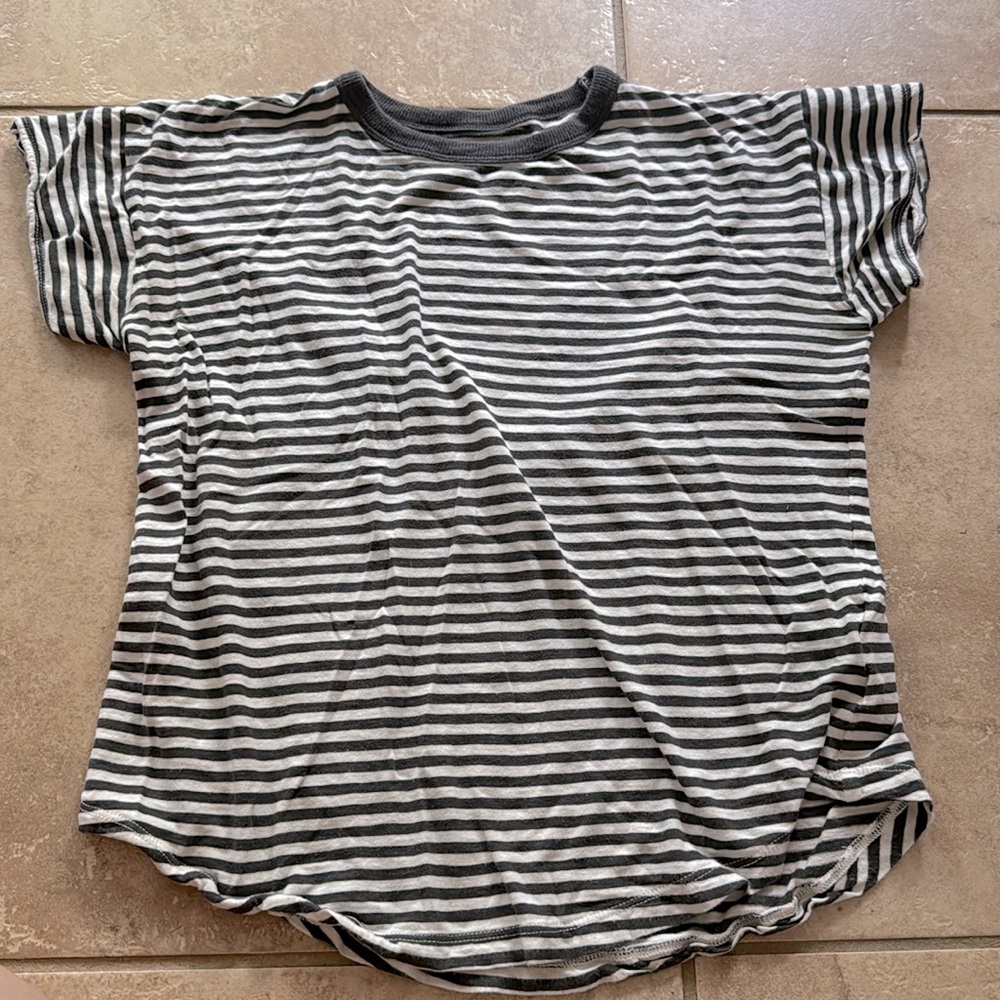 Madewell dark grey and white stripe whisper cotton crew neck tee